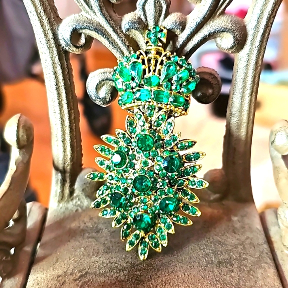 Large Green Rhinestone Royal Crown